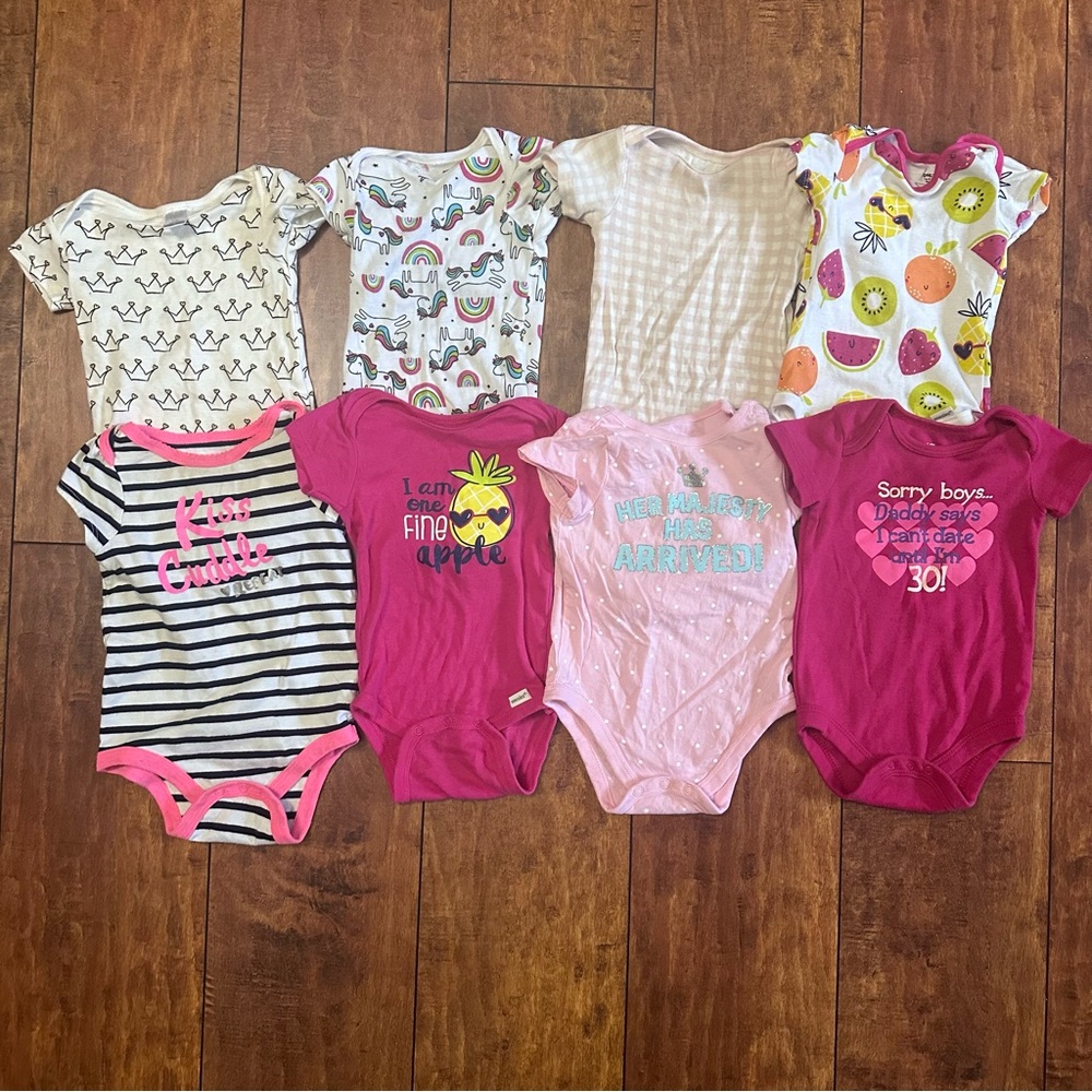 girls short sleeve onesie bundle 6-9 months